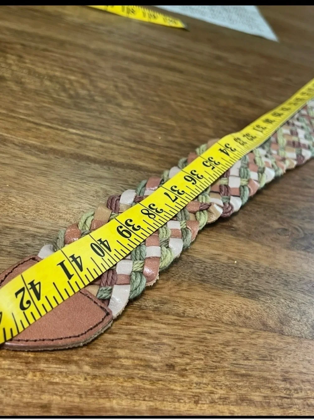 Hollister Braided Leather & Woven Belt in Brown and Green